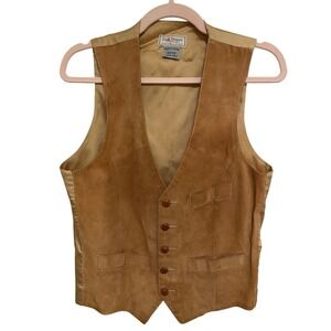 Vintage Paul Stuart Suede Vest 70s 80s Waistcoat Made in Israel Size 38